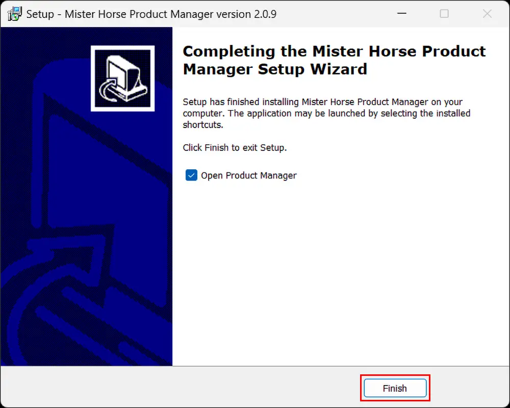 Mister Horse Product Managerのインストール完了
