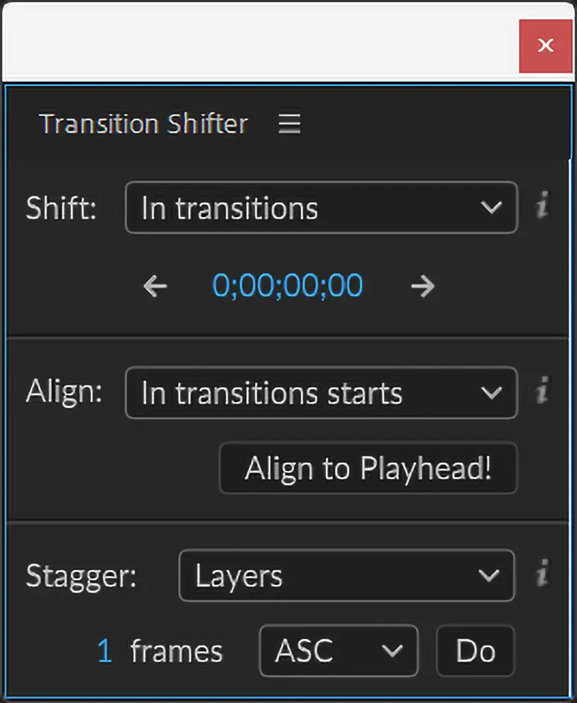 Transition Shifterパネル