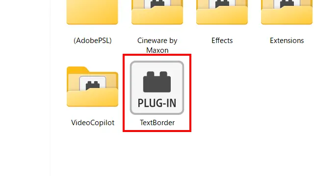 TextBorder(.aex)をAfter EffectsのPluginフォルダにコピー＆ペースト