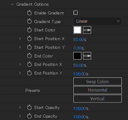 Gradient Optionsプロパティ