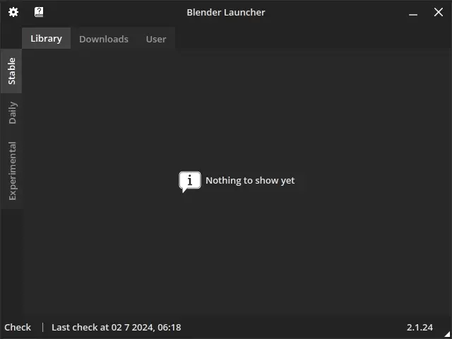 Blender Launcher初期画面